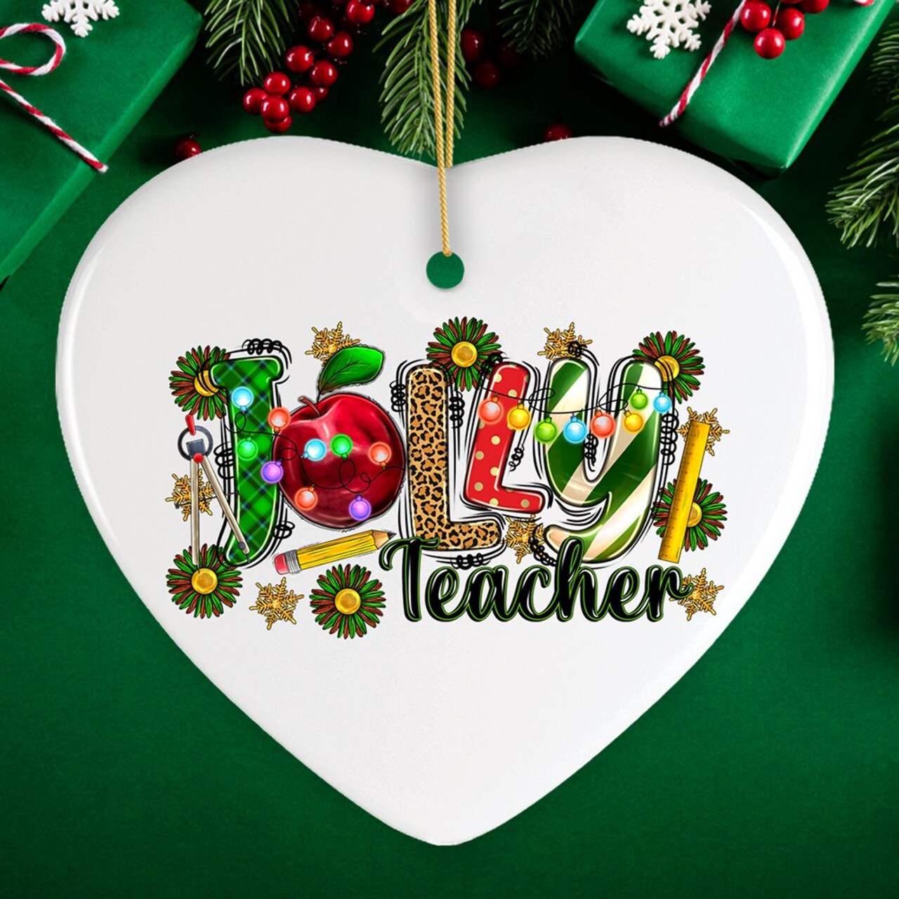Jolly Teacher Mentor and Instructor Holiday Gift, Christmas Ornament for School Class